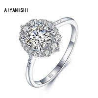 aiyanishi 925 sterling silver women rings halo round rings for women fine silver jewelry engagement wedding girl gifts