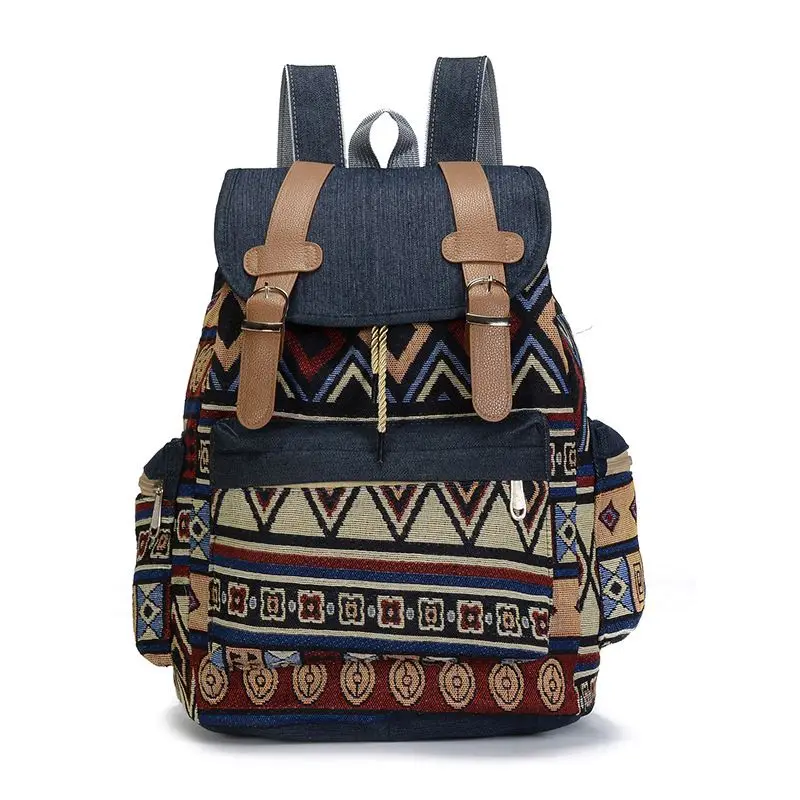 

Women Canvas Vintinge Backpack Ethnic Backpack Bohemian Backpack Schoolbag LX9F