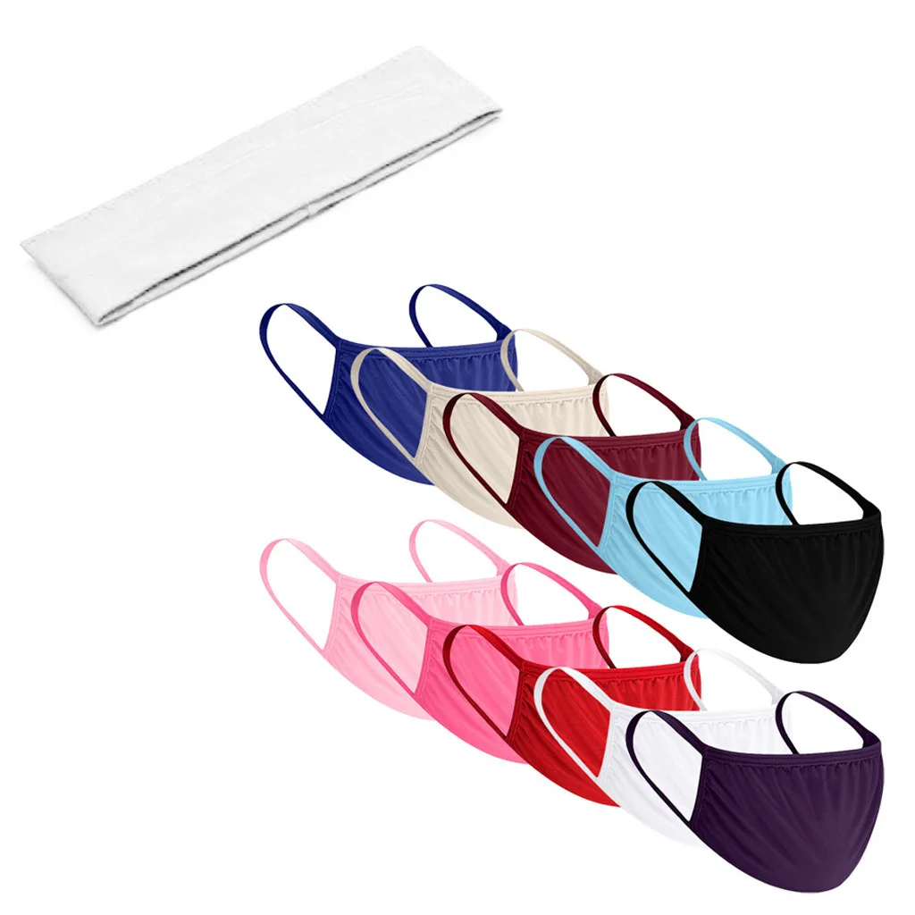 

Maschere 1PC Anti-hairband And 10PC Dust Color Cloth Maschere Set For Man And Women Cap 210