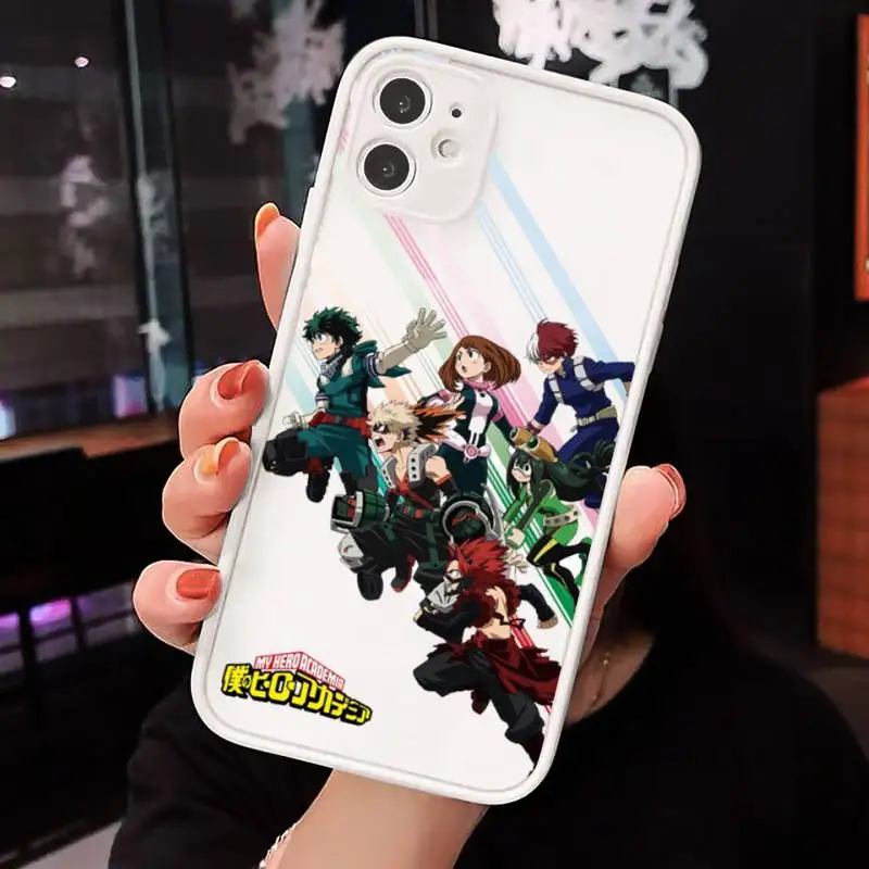 

Anime My Hero Academia Phone Case For iPhone 12 11 Mini Pro XR XS Max 7 8 Plus X Matte transparent White Back Cover