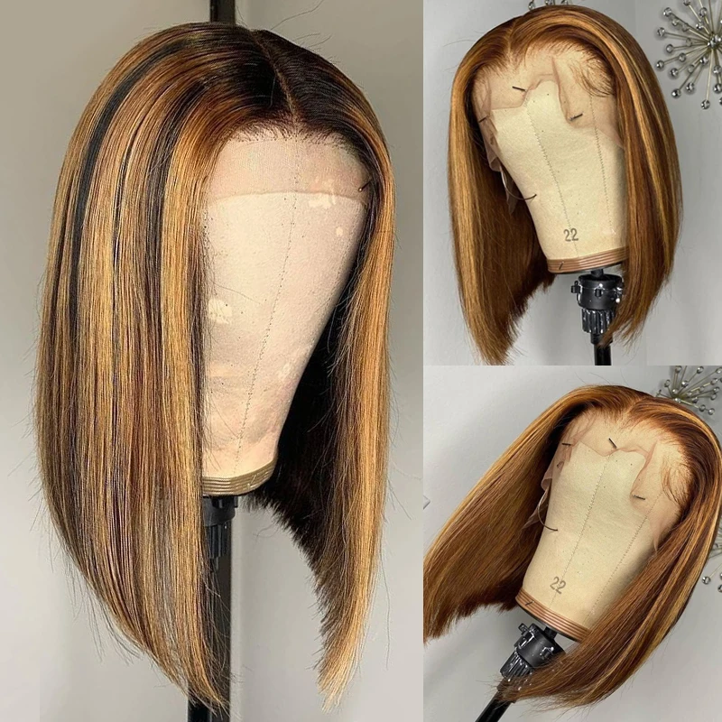 Омбре хайлайтер 13*4 кружевные передние парики из человеческих волос бразильские