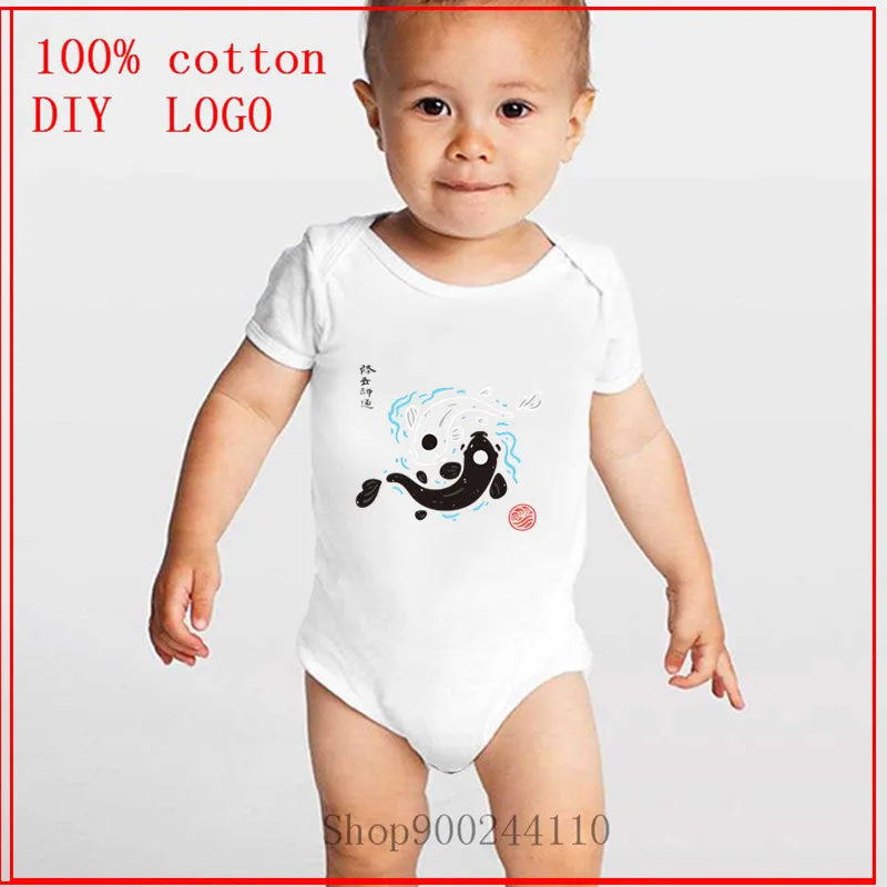 Детские Боди Инь-Ян с принтом рыбок кои аниме одежда из хлопка Забавная детская