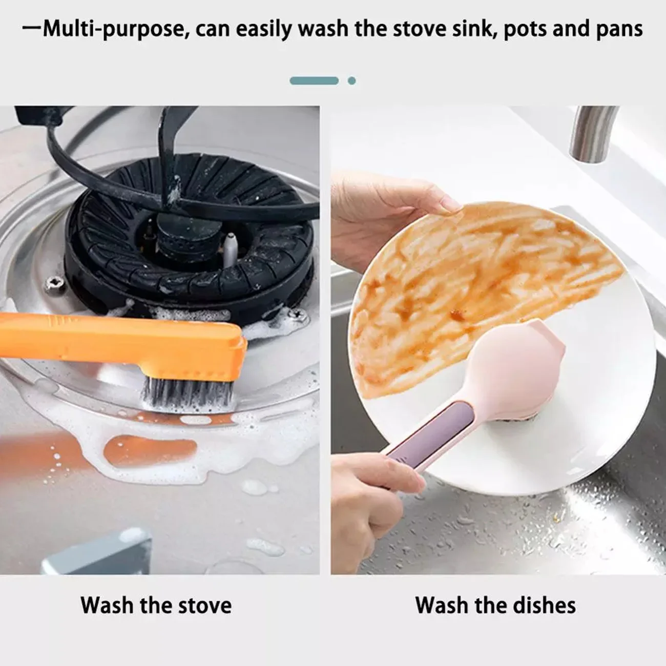 

Kitchen Scrub Brush Dish Brush with Sponge Cleaning Brush for Pans Pots Sink Tableware Kitchenware