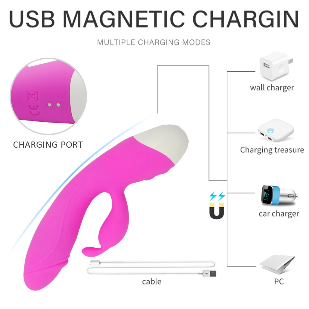 10 Vibration G Spot Rabbit Vibrator USB Charge Big Dildo Heating Clit Massager Female Masturbator Sex Toys for Women | Красота и