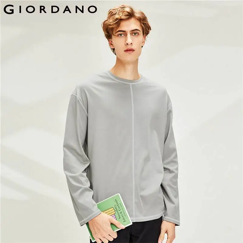 

Футболка Giordano мужская с круглым вырезом, тенниска из хлопка в рубчик, майка на плоской подошве с застежкой, свободная рубашка средней толщин...