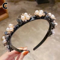 pearls rhinestone elegant sweet fashion korean hairbands headband double bangs hairstyle hairpin hair clip bride accessories