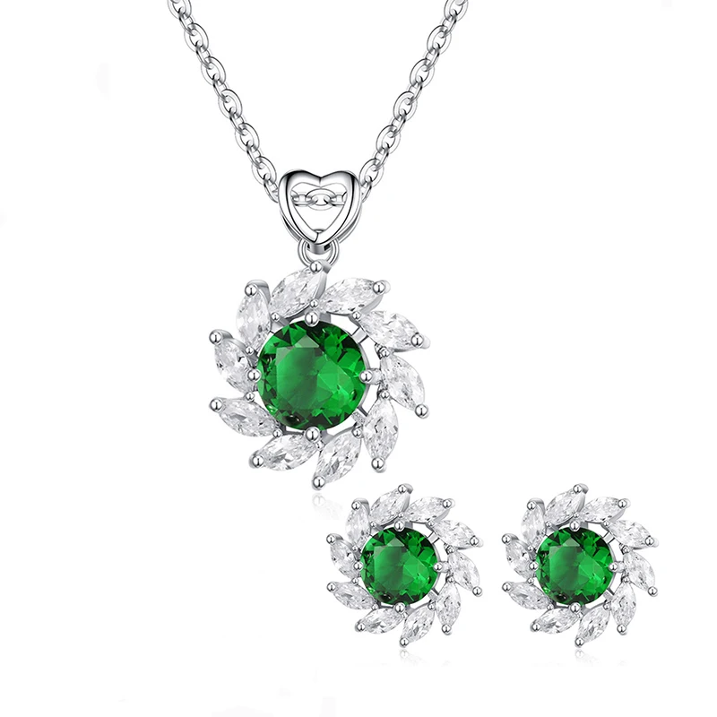 Новинка 2021 модное женское ожерелье WENDYFO с изумрудом и цветком для женщин