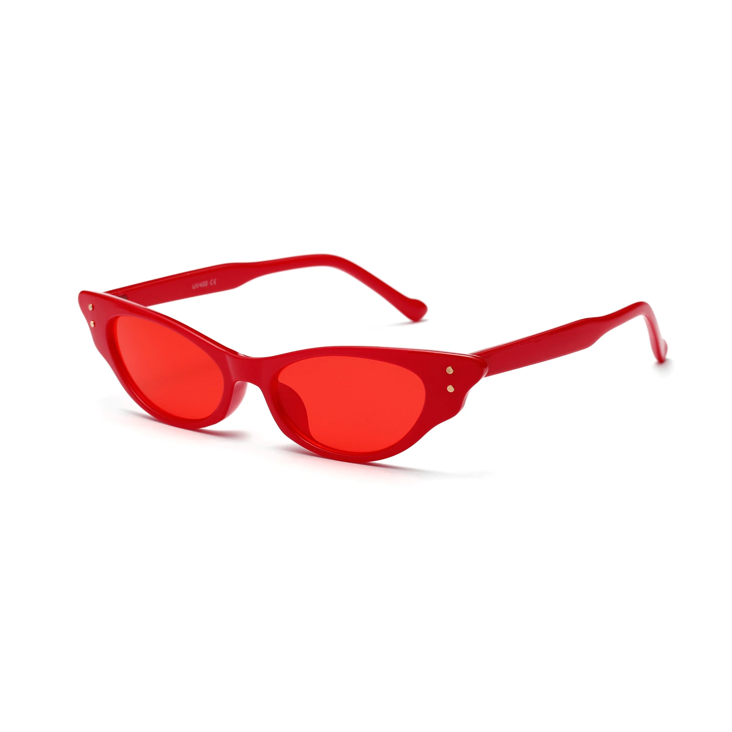 

Retro Cat Eye Sunglasses Oval Novelties 2021 Anti-Glare Glasses Uv400 Black Lens Red Frames Yellow