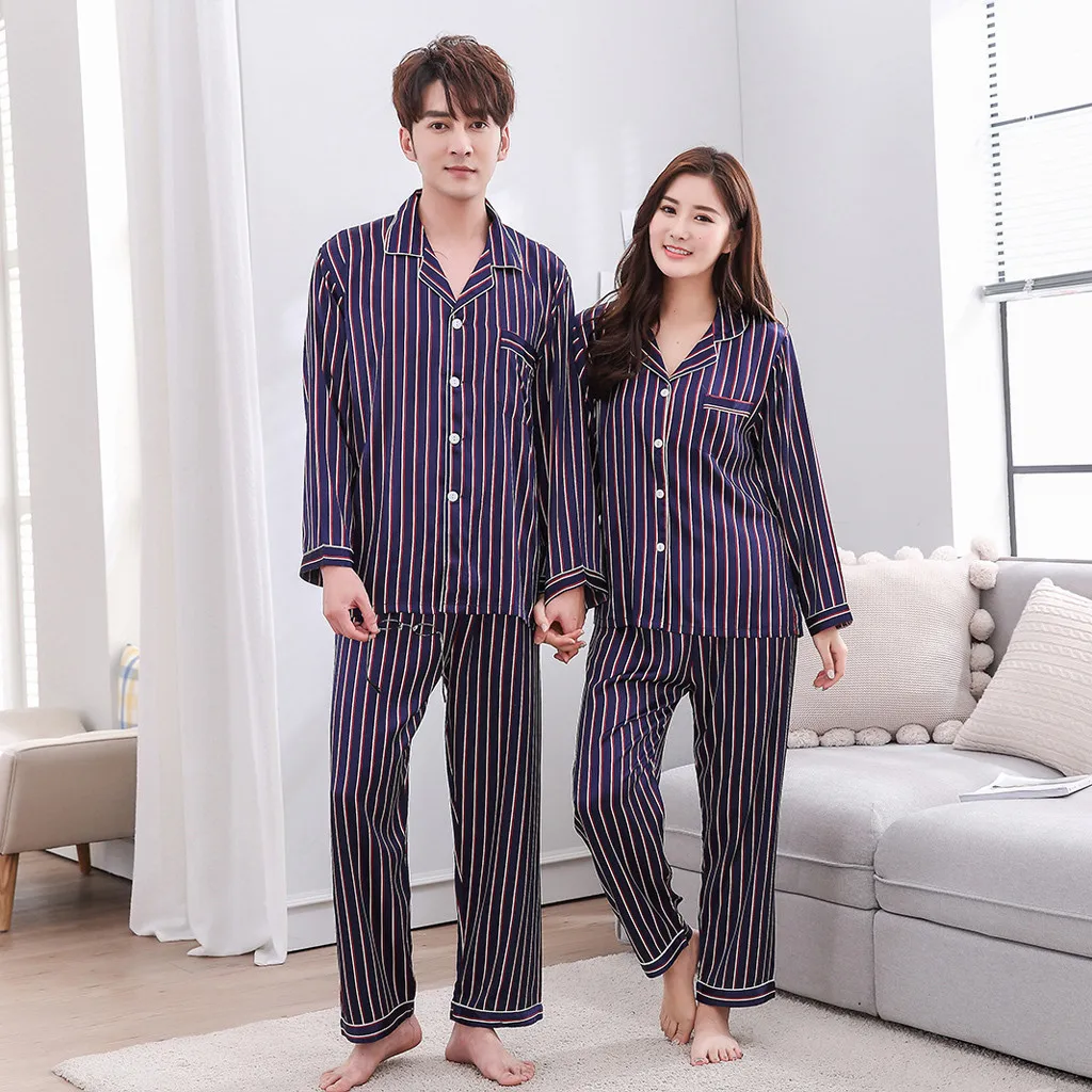 L-2XL Men Pajama Set Spring And Autumn Long Sleeve Cotton Man Pyjamas cartoon Stripe Pajamas Plus size Casual Sleepwear Jan9