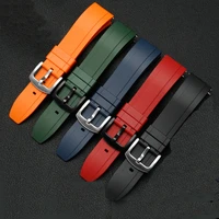 fluororubber waterproof quick release bar watchband 20mm 22mm 24mm black orange rubber strap for seiko omega watch accessories