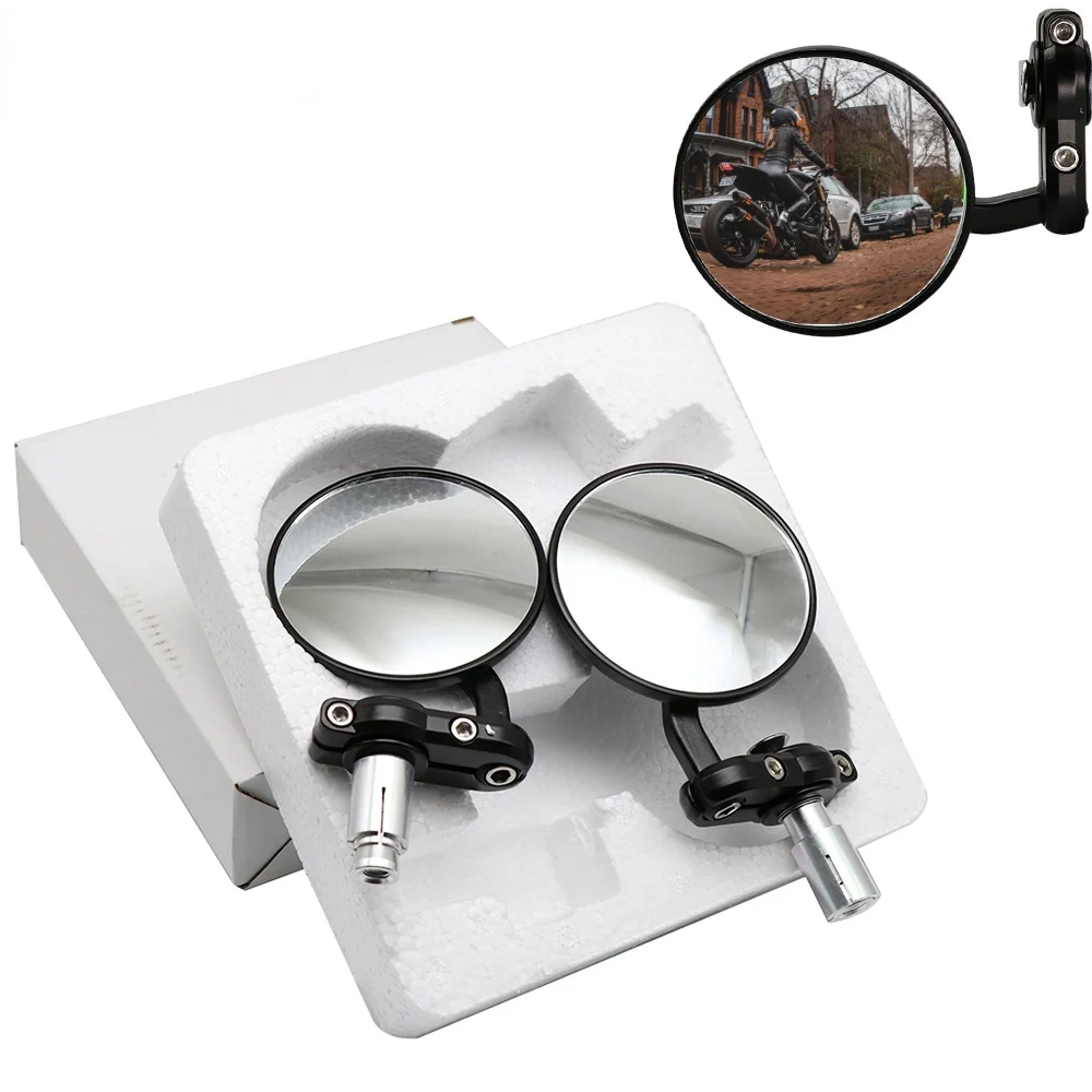 

Universal Motorcycle Rear View Mirrors Round 7/8" Handle Bar End Foldable Motorbike Side Mirror Motorcycle Accessories
