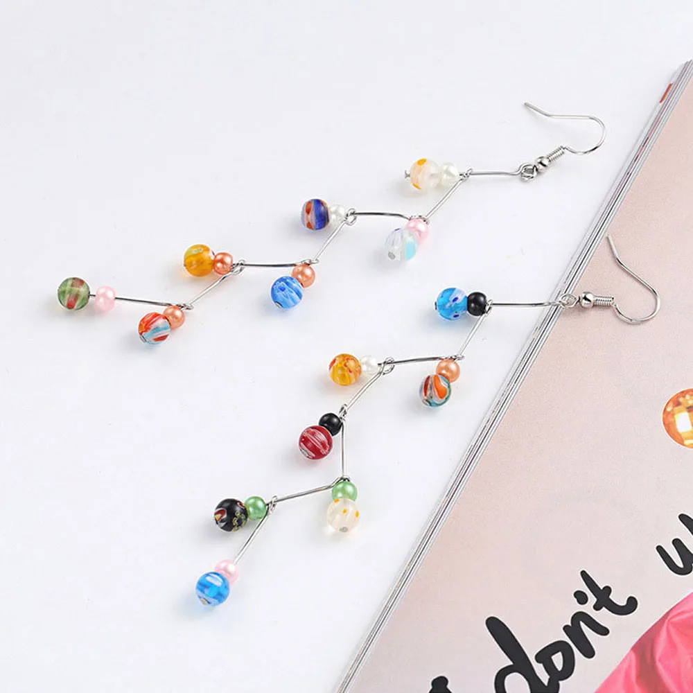 Женские прямоугольные серьги подвески в виде капель масла золотые Корейском