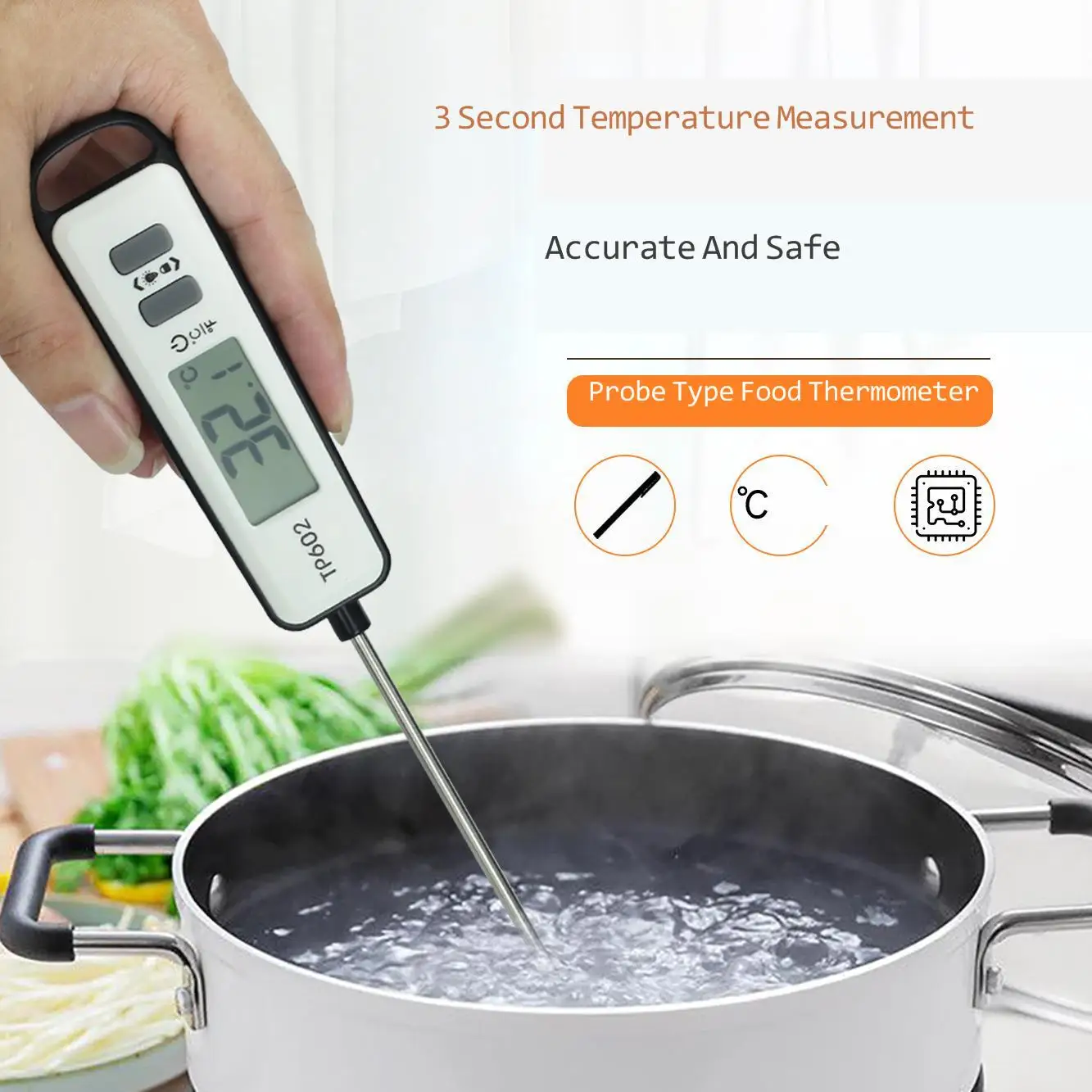 

Пищевой термометр с подсветкой, цифровой домашний прибор для измерения быстрой температуры, для мяса, барбекю