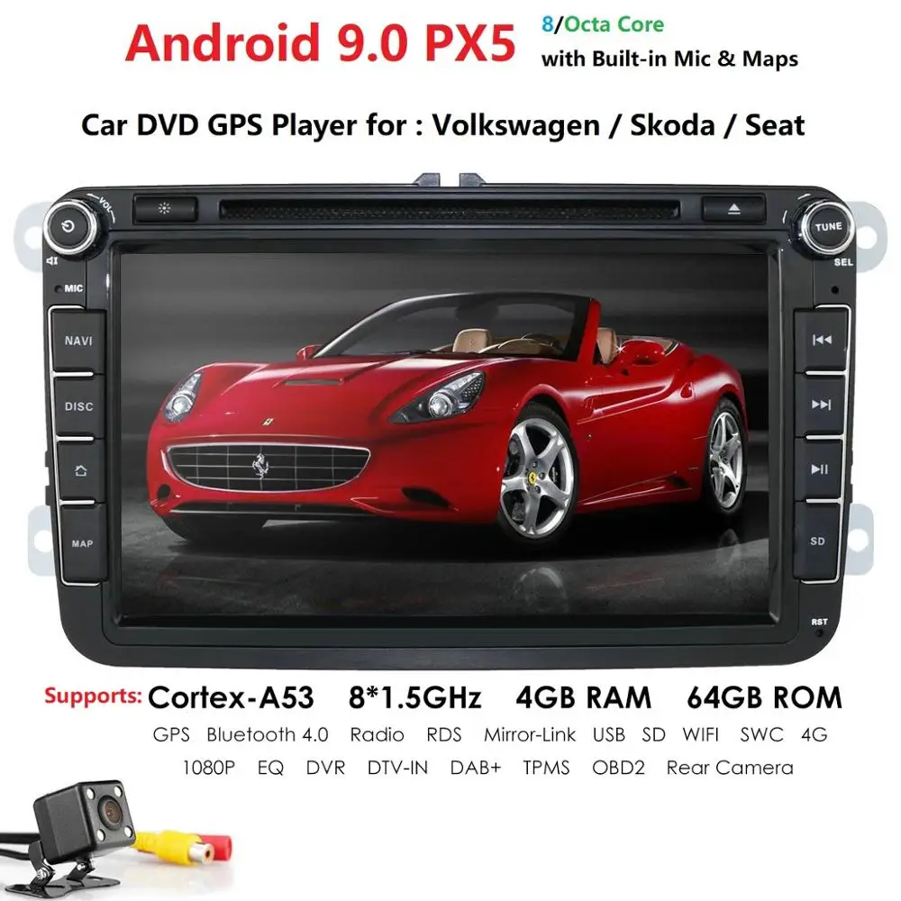Hizpo 2 Din " Android 9,0 Восьмиядерный автомобильный dvd-плеер радио для vw Volkswagen Golf Passat Touran Tiguan Sharan Magotan Skoda Seat
