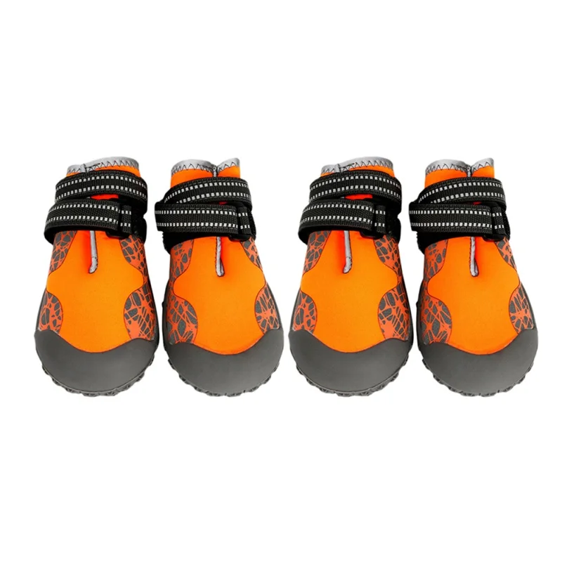 

4pcs/lot Dog Warm Shoes Pets Protect Foot Sports Mountain Wearable Anti-slip Waterproof Reflective Dogs Autumn Winter Boots