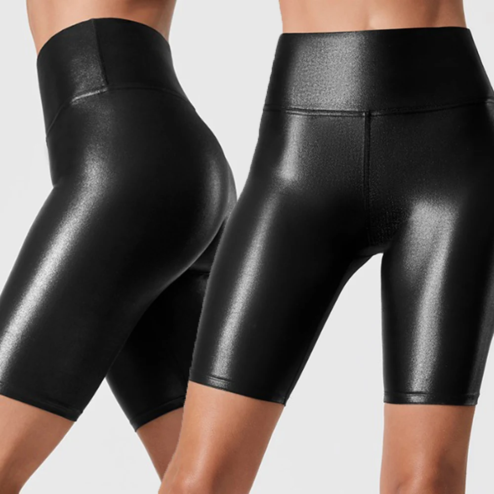 

Shiny Hot Sale Casual Shorts Women Gym Clubwear Sexy Skinny Sports Wear Fitness Womens Shorts Imitation Leather
