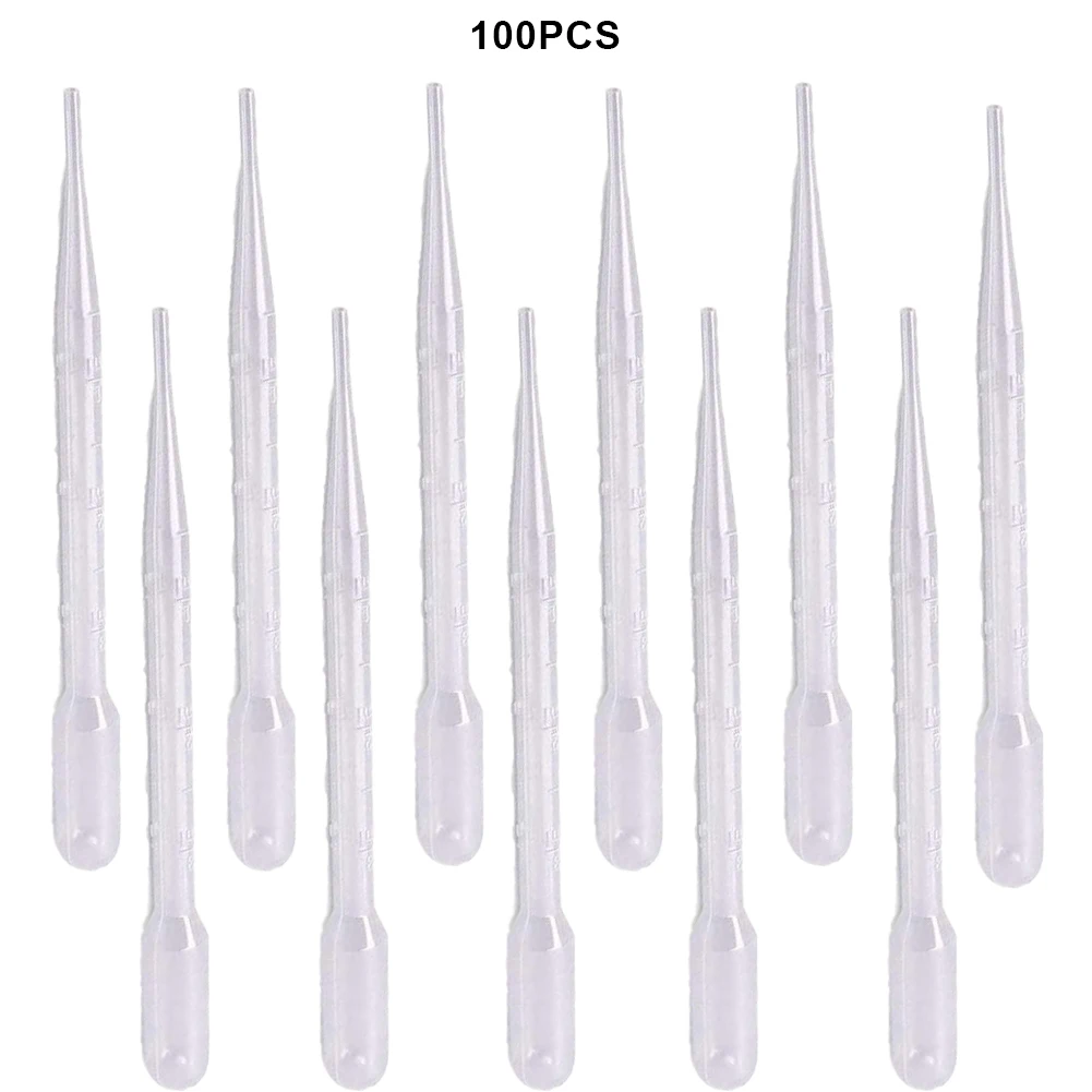 

100PCS 3ML Disposable Plastic Eye Dropper Transfer Graduated Pipettes Office Lab Experiment Supplies Small Tool Accessory