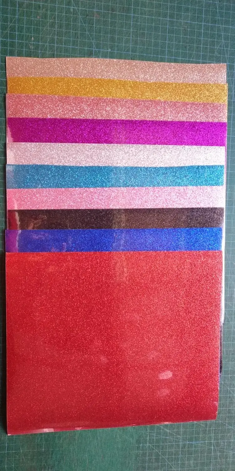 

Free shipping DISCOUNT 10 sheets of 25cmx30cm Glitter vinyl for heat transfer heat press cutting plotter