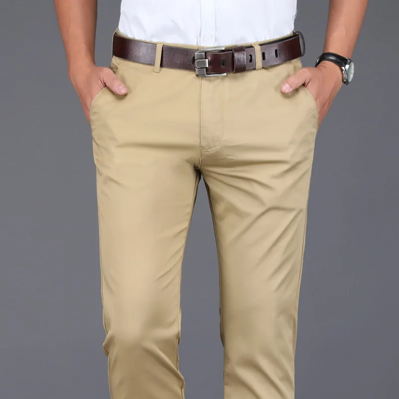 

2021 spring and autumn new men's casual pants business trend Tencel ice silk trousers men's dad straight pants