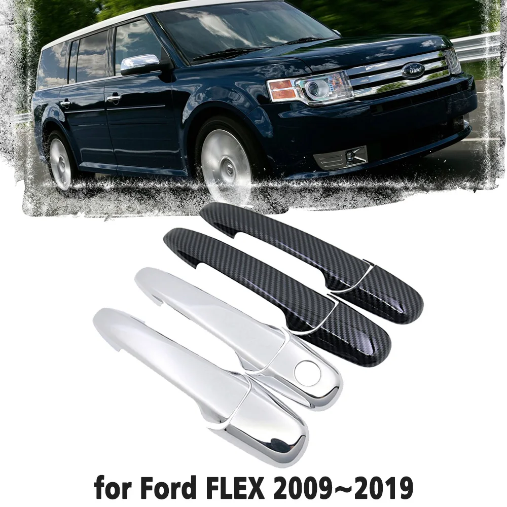 

Black Carbon Fiber handle Or Chrome Side Door Cover Trim Set for Ford FLEX 2009~2019 Car Accessories 2010 2011 2012 2013 2014