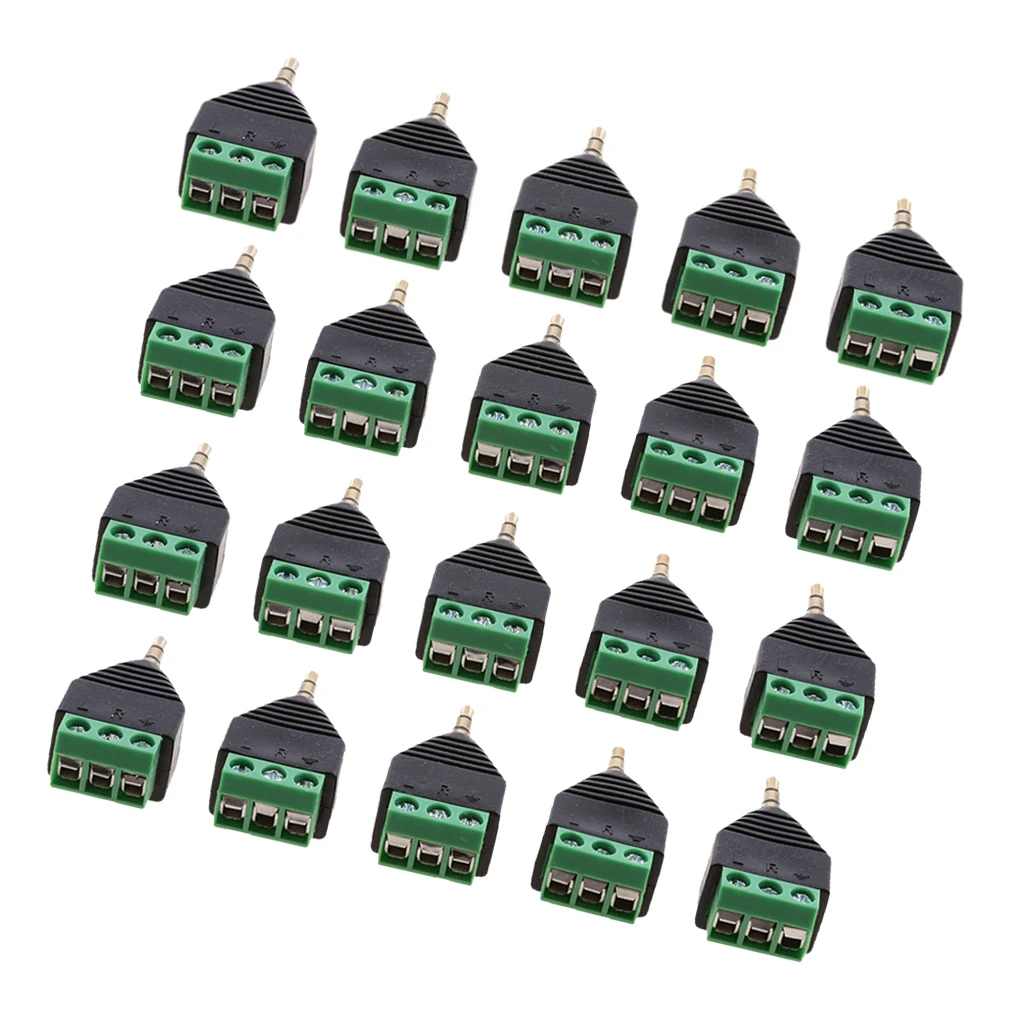 

20 Packs 3.5mm 3 Pole Stereo Audio Vedio Male To 3 Screw Terminal