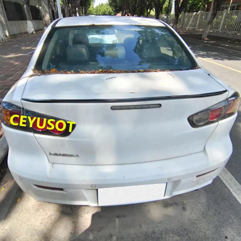 CEYUSOT For NEW Accessories Spoiler Mitsubishi LANCER V Style PU Material Car Trunk Rear Lip Wing Tail Body Kit Diffuser 2009-21