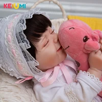 simulation keiumi 3d paintd skin reborn baby doll full silicone closed eyes implant eyelashes for girls fashion birthday gift