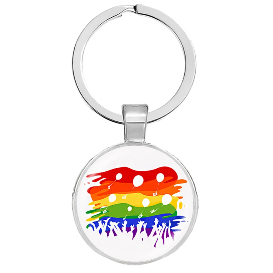 LGBT Bi Pride брелки для ключей геев Брелоки из лицевого стекла кабошон ключ Hoder