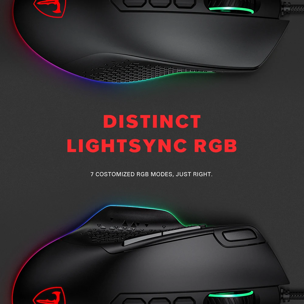 Мышь Компьютерная PICTEK PC257 игровая проводная мышь с RGB-подсветкой 12000DPI боковыми