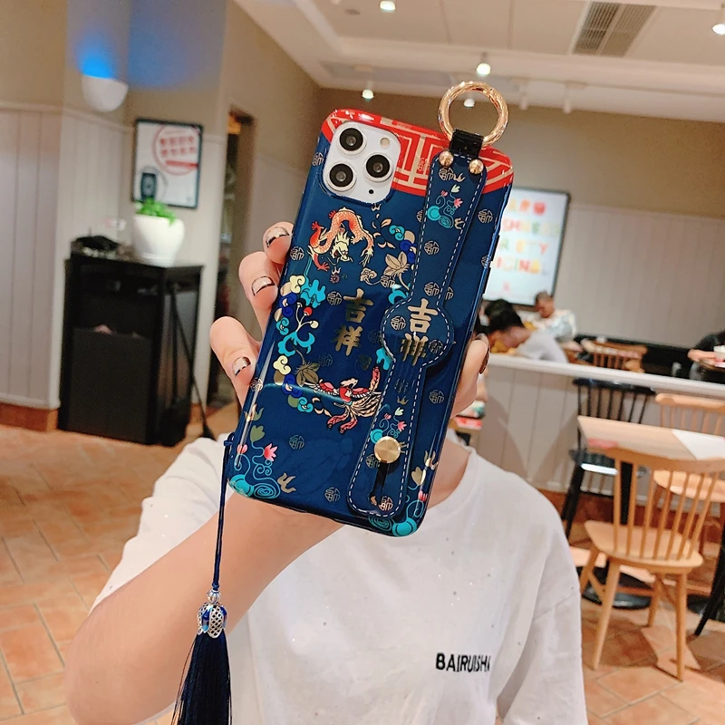Наручный ремешок чехлы для iPhone 11 Pro XS Max X XR 8 7 6 6S Plus ретро китайский стиль наручный
