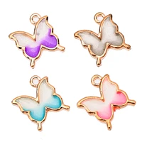 peixin 10pcs cute acrylic butterfly pendant golden animal alloy charm for diy jewelry making supplies earring accessories