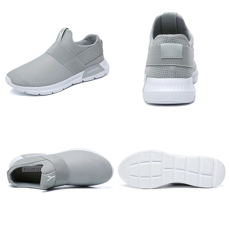 Мужские сетчатые дышащие кроссовки без шнуровки легкие простые беговые мужские 3