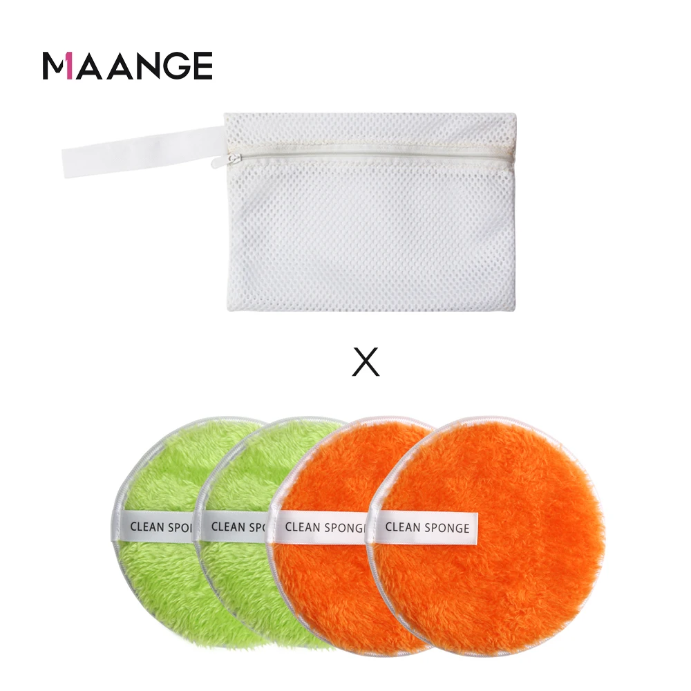 4pcs with bag D 4Pcs Microfiber Makeup Remover Towel With Bag Face Plush Puff Reusable Cleansing Cloth Pads Natural Soft Cleaner Makeup Tools - Цвет: 4pcs with bag D