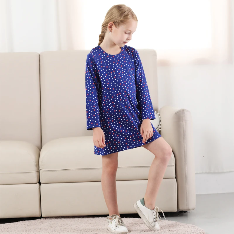 Осенне-зимнее платье для девочек с длинным рукавом и цветочным принтом Детские