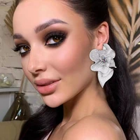 soramoora luxury big flower blossom drop earrings for women bridal fashion engagement party jewelry pendientes mujer moda