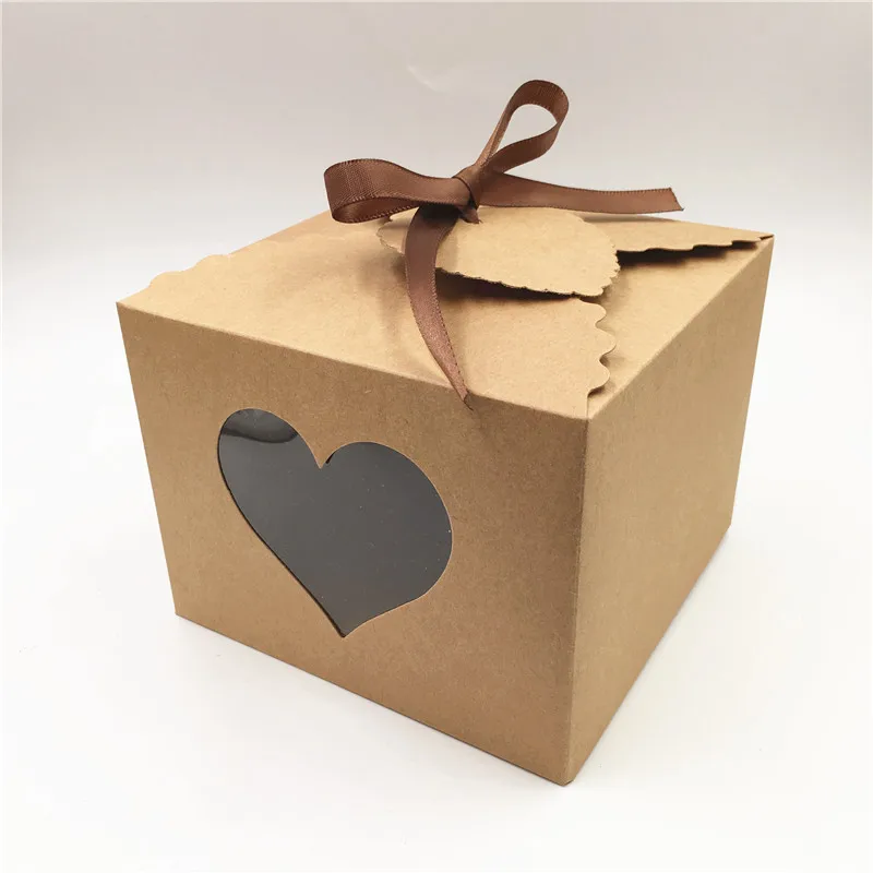 Коробки для упаковки тортов ручной работы из коричневого бумажного картона 13x13x10