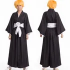 Аниме отбеливатель Death Kurosaki Ichigo Косплей Костюм Shinigami кимоно с мотивом смерти Soul Reaper полный комплект