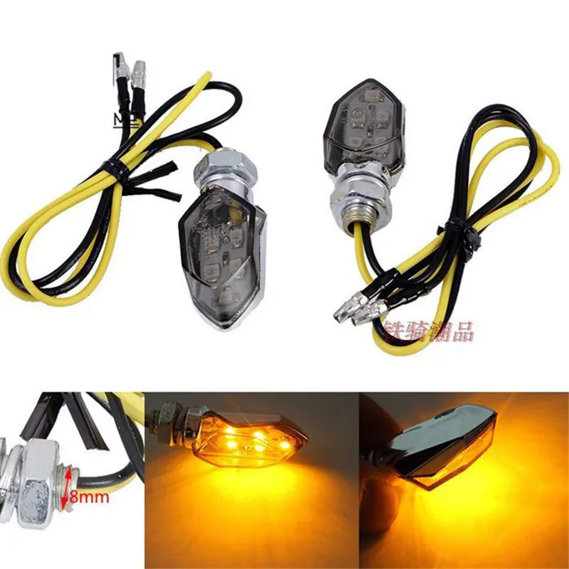 

8MM screw retro motorbike flashing vintage smoke lens parts moto flasher for harley cafe racer M8 motorcycle turn signal light
