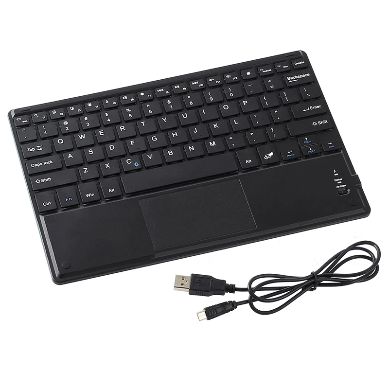 Slim 10&quot Wireless QWERTY Bluetooth Keyboard + Touchpad For Windows Android Mac | Keyboards