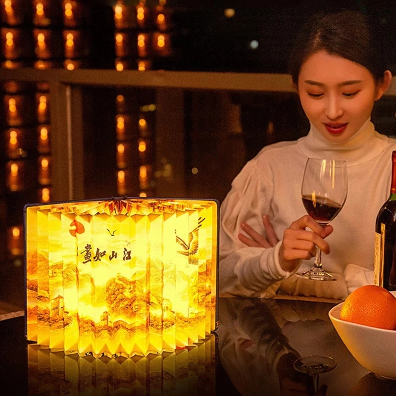 

LED Voice Wifi Remote Control Timing Custom Gift Fan-Shaped Folding Book Lamp USB Bedroom Eye Protection Night Light Table Lamp