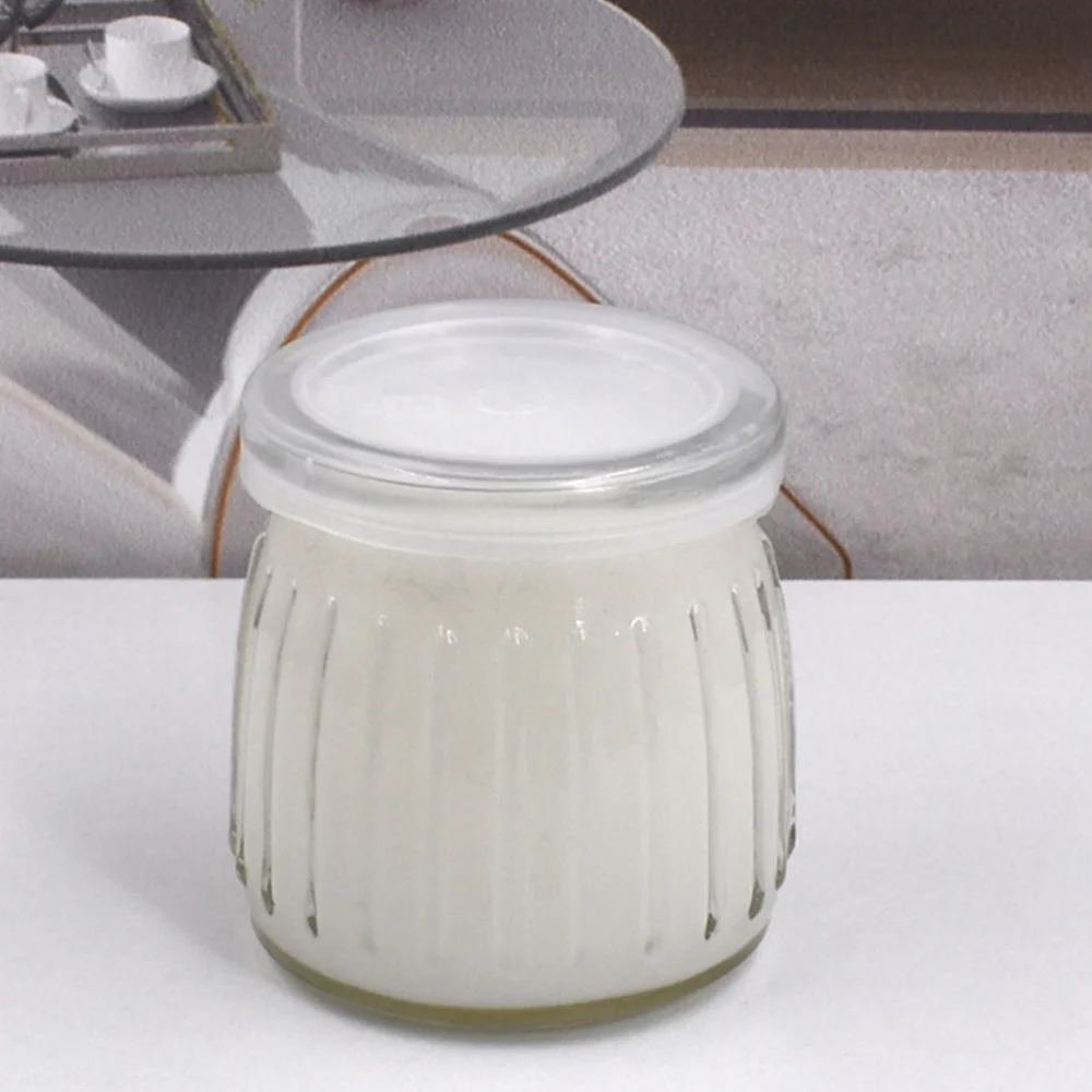 

8pcs Vertical Striped Pudding Bottles Heat-resistant Glass Jelly Yogurt Jar Containers Milk Cup With Lid (100ml)