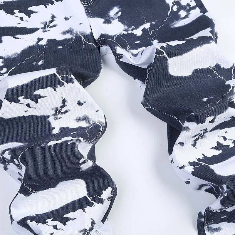 Fashion Mens Loose Straight Jeans Men Denim Pant Tie Dye Blue Casual Long Trouser High Waist Hip Hop Relaxed Jean Wide Leg Pants