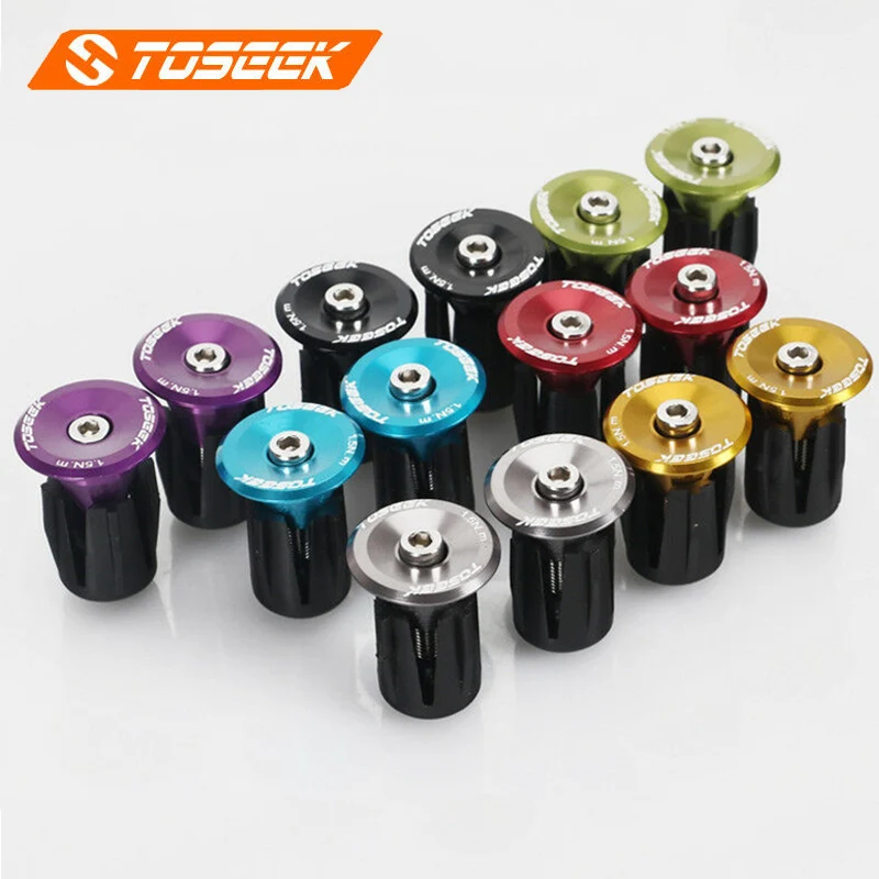 

TOSEEK Bike Handlebar Cap MTB Aluminum Alloy Road Bicycle Handle Bar Cap End Plugs Inflated bar Cover Cycling Parts 2pcs