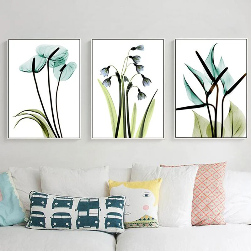 Красивая прозрачная Синяя лилия долины картины на холсте с цветами настенные