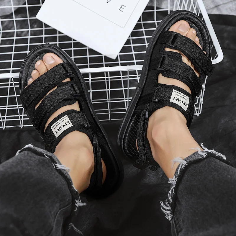 

Spring and summer new style large size men's shoes men's beach shoes men's sandals casual all-match velcro women's sandals 36-45