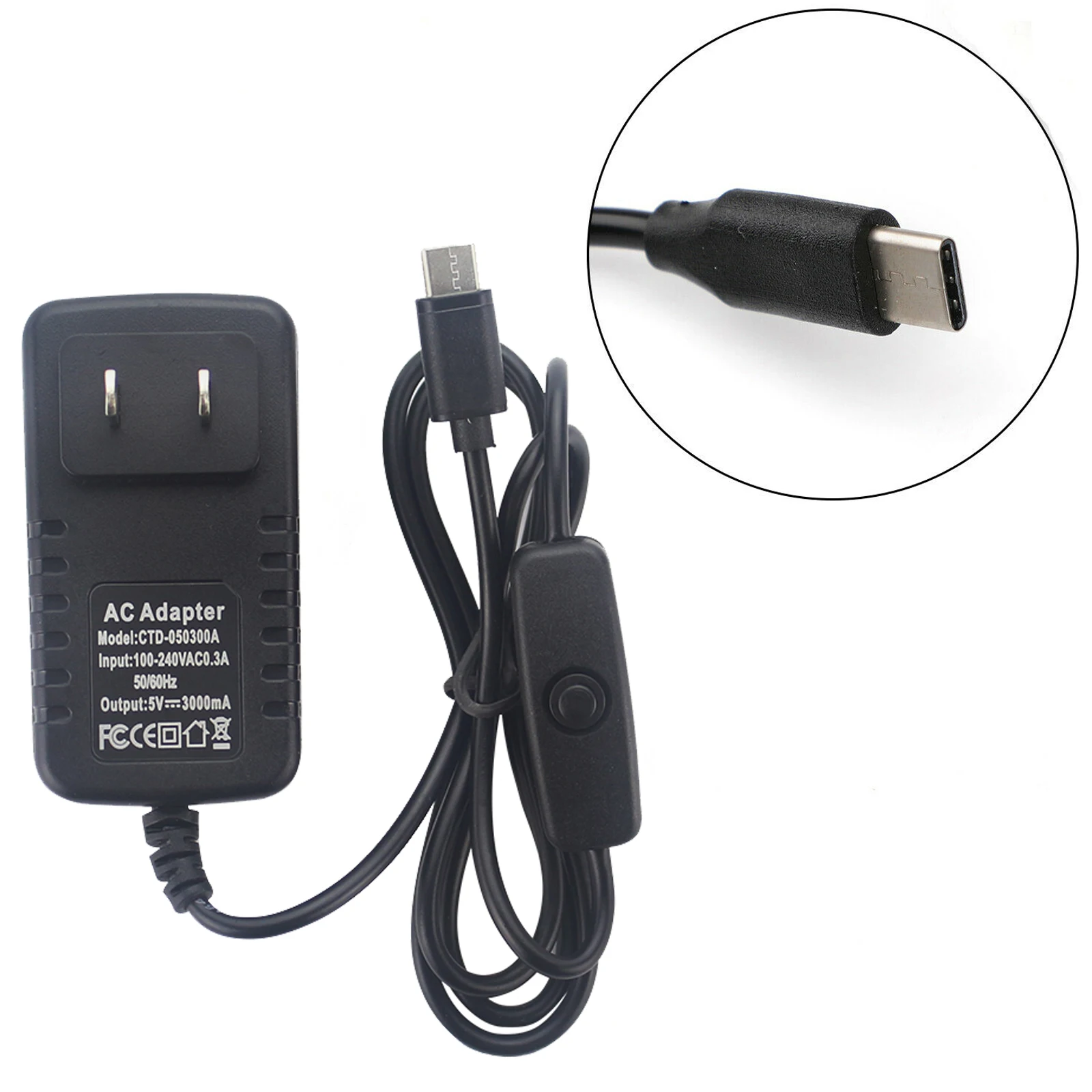 Для Raspberry Pi 4 4b 5v 3a Питание Зарядное устройство AC адаптер USB-C кабель с функцией