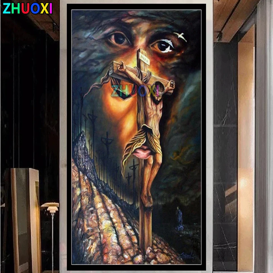 

Diamond Painting "Christianity Jesus Cross" Cross Stitch Custom Photo Diamond Embroidery Full Square Round Drill Home Decor