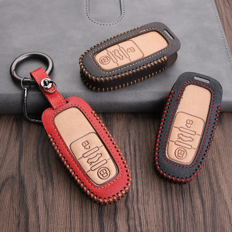Кожаный чехол для автомобильного ключа держатель Audi Q3 New Q5L Q7 A6L C6 R8 TT TTS A3 A4L A5 A6 A7 A8