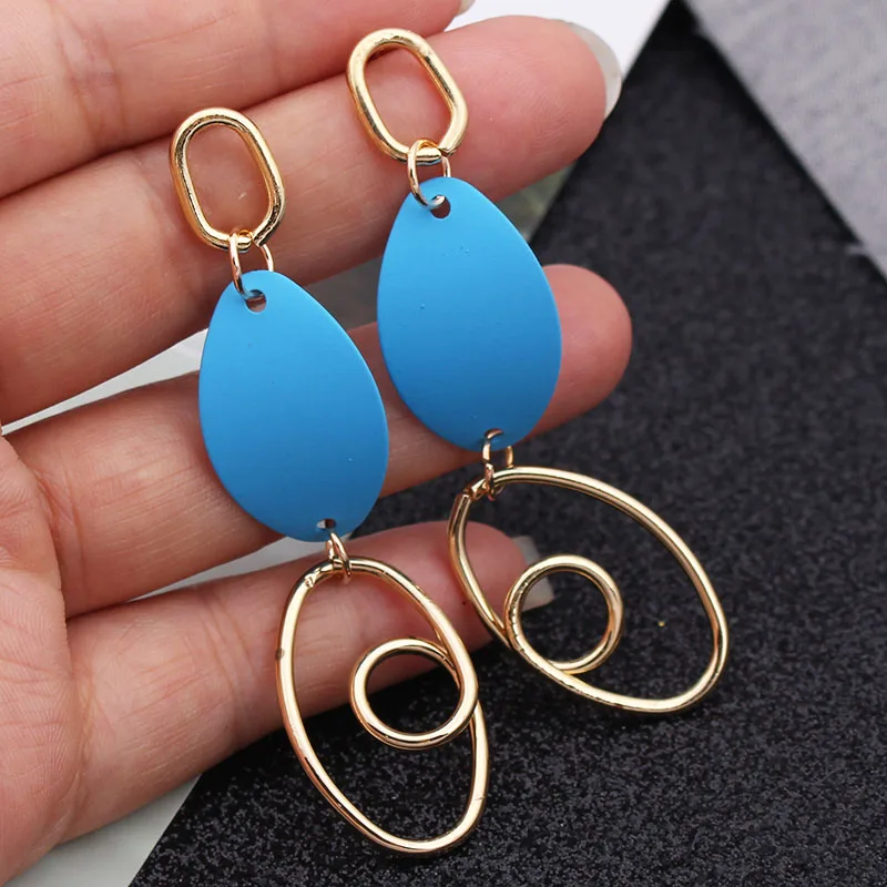 Fashion Circle Geometric Metal Earrings For Women Jewelry Personality Hanging Long Drop brincos pendientes mujer | Украшения и