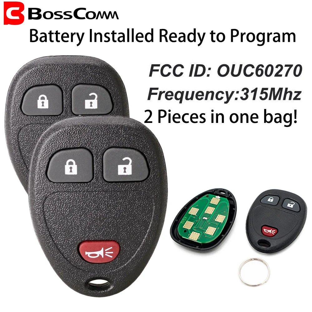 

Bosscomm Car Fob 2007 2008 2009 2010 2011 2012 for Chevrolet Equinox Silverado 1500 2500 Suburban Remote Key Fob 315 OUC60270